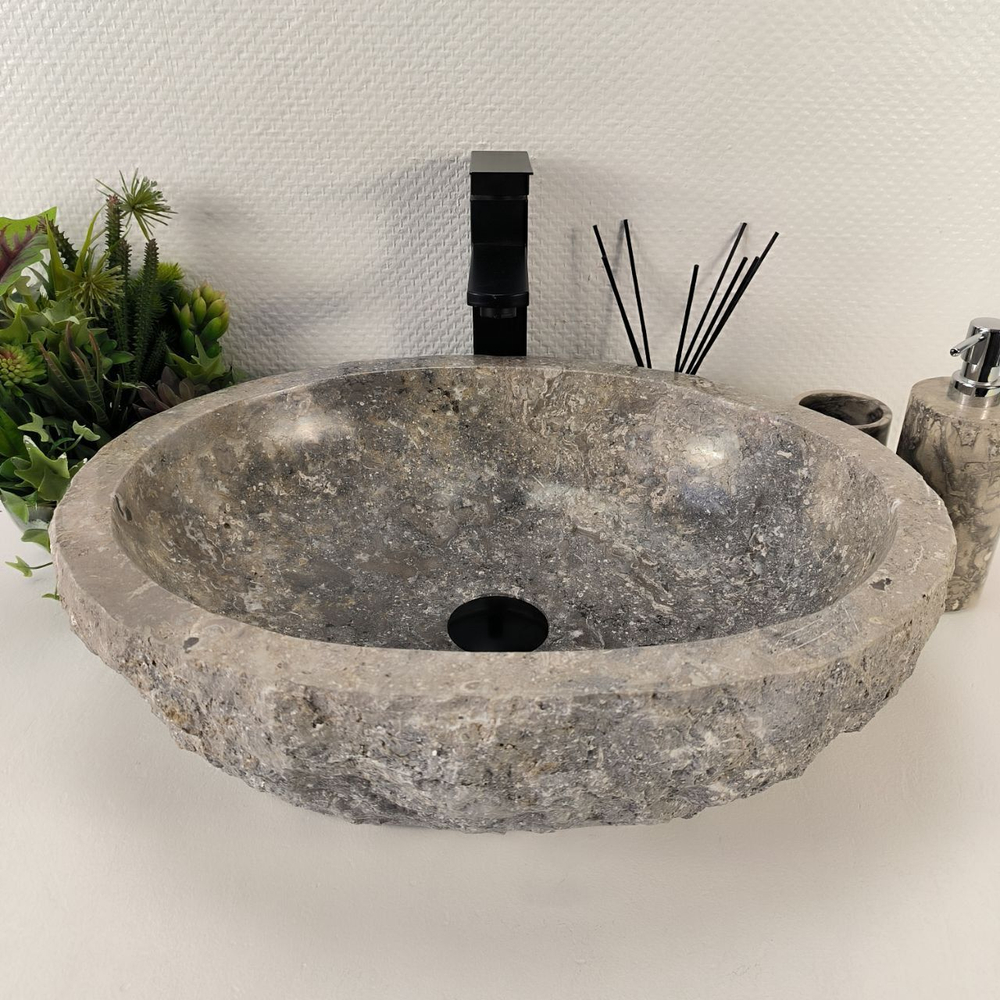 Раковина из мрамора Erozy Grey EM-64816 51x41x16 из натурального камня