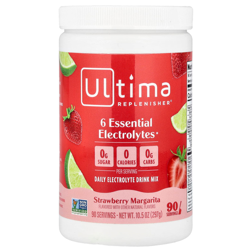 Ultima Replenisher, 6 Essential Electrolytes, смесь для приготовления электролитического напитка для ежедневного приема, клубничный маргарита, 297 г (10,5 унции)