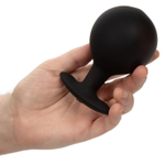 Черная расширяющаяся анальная пробка Weighted Silicone Inflatable Plug Large - 8,25 см. (Цвет: черный)