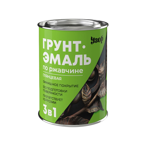 Эмаль-грунт по ржавчине 3в1 голубая  0,8кг Узор  (Сайвер)