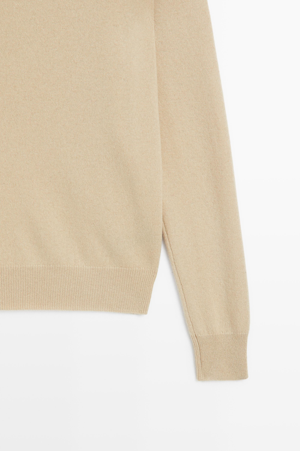 Massimo Dutti Вязаный свитер с круглым вырезом из смесовой шерсти, цвет верблюжьей шерсти