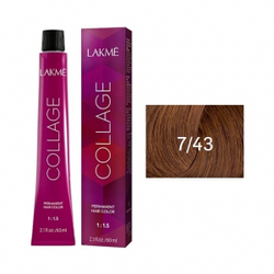 Lakme Collage Крем-краска для волос, 7/43 Средний блондин медно-золотистый, 60 мл