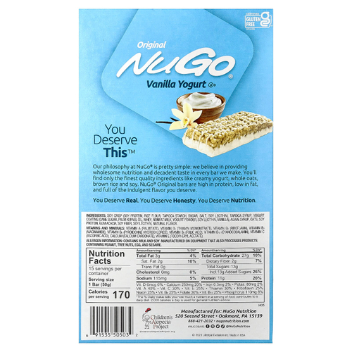 NuGo Nutrition, протеиновые батончики, ванильный йогурт, 15 батончиков по 50 г (1,76 унции)