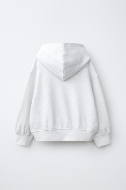 ZARA ХУДИ ДЛЯ БЕГА С НАДПИСЬЮ, ЖЕМЧУЖНО-СЕРЫЙ