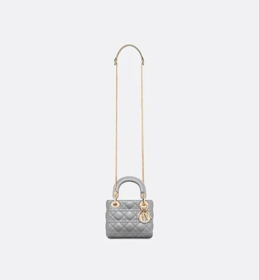 Сумка Dior Lady Dior, модель мини-формата серый