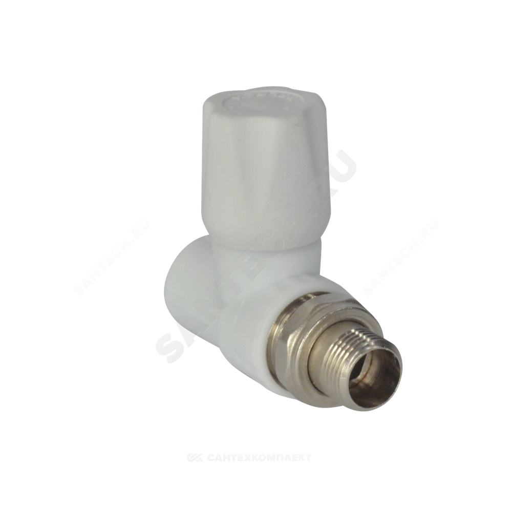 Клапан (вентиль) PP-R запорный белый Дн 20х1/2" Ру25 НР прямой для радиатора VALFEX 1014620012