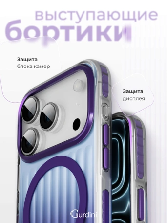 Чехол накладка iPhone 17 Pro / 18 Pro 6.3" Gurdini Ocean Case (1) Transparent фиолетовый