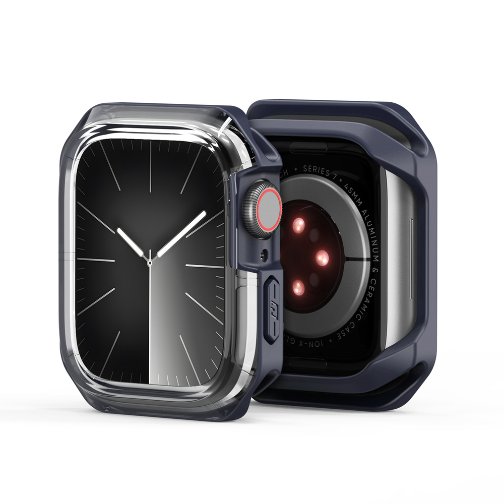 Чехол-бампер с темно-синими вставками от Dux Ducis для часов Apple Watch 44мм для моделей 4, 5, 6 и SE, серия Tamo Series Case