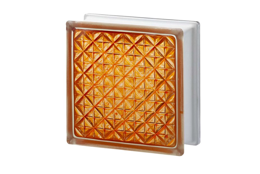 Стеклоблок Актис оранжевый Vitrablok 19,7x19,7x8 см
