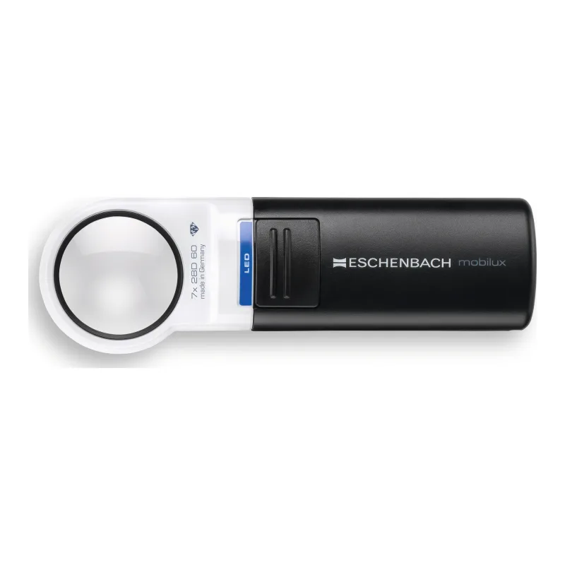 Лупа асферическая ручная с подсветкой Eschenbach mobilux LED, диаметр 35 мм, 7.0х, 28.0 дптр - вид сверху