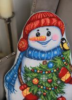Набор для вышивания нитками Panna, подушка Снеговик, 34х45,5 см