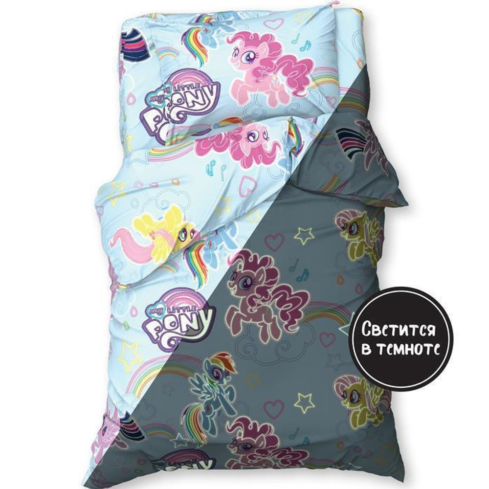КПБ 1,5 сп "Rainbow vibes" My Little Pony 143*215 см, 150*214 см, 50*70 см -1 шт, бязь. 5270995