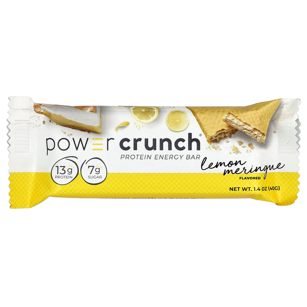 BNRG, Power Crunch®, протеиновый батончик, лимон и безе, 12 батончиков по 40 г (1,4 унции)