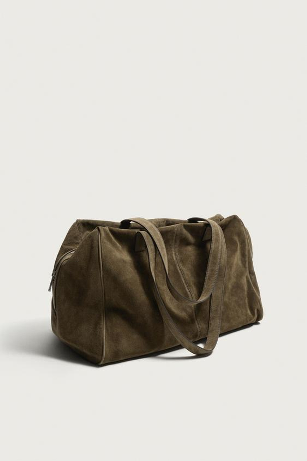 ZARA КОЖАНАЯ ДОРОЖНАЯ СУМКА, ЗЕЛЕНЫЙ ХАКИ