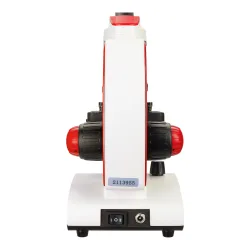 Микроскоп Levenhuk Discovery Pico Terra с книгой - вид сзади, разъем питания и выключатель