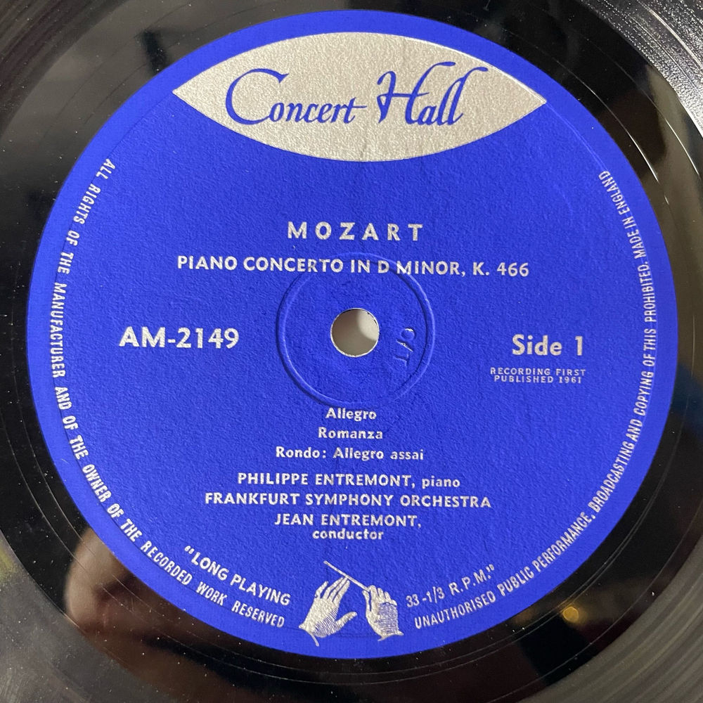Винтажная виниловая пластинка LP Mozart Моцарт, Philippe Entremont, Frankfurt Symphony Orchestra, Jean Entremont 2 Piano Concertos (Англия 1961)