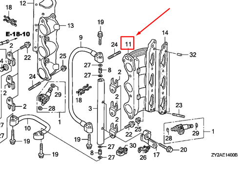17051-ZY3-A00 BASE, R INJECTOR