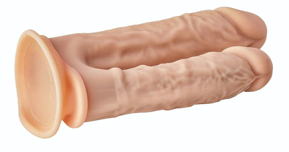 Телесный анально-вагинальный фаллоимитатор Double Penetrator - 19,5 см. (Цвет: телесный)