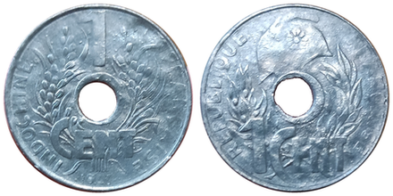 Французский Индокитай 1 сантим, 1940-1941 VF