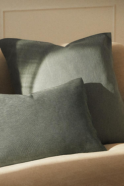 ZARA HOME ОДНОТОННЫЙ ЧЕХОЛ ДЛЯ ДЕКОРАТИВНОЙ ПОДУШКИ, ЛИНЯЛЫЙ ЗЕЛЕНЫЙ
