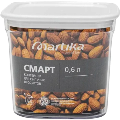 Контейнер для сыпучих продуктов 0,6л «Смарт» белый С413БЕЛ✦