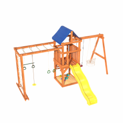 Детская площадка Fun Land с сеткой, рукоходом, качелями и плетенным креслом