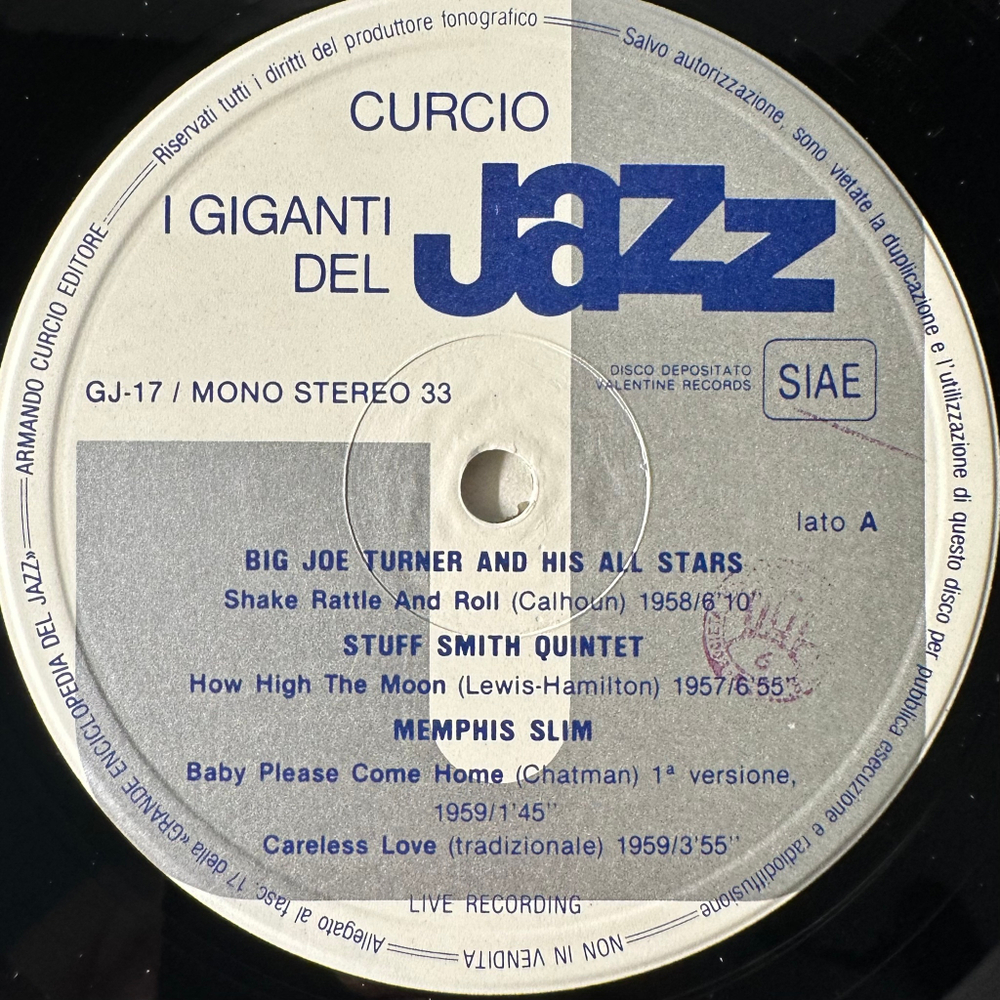 Giganti Del Jazz Vol. 17 - Big Joe Turner, Buck Clayton, Stuff Smith, Memphis Slim (Италия)
