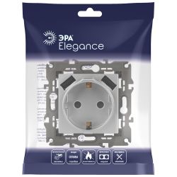 Розетка ЭРА Elegance 14-4109-03 2P+E 16A-250В штор. с 2xUSB 5В-3А алюминий | Эра Elegance