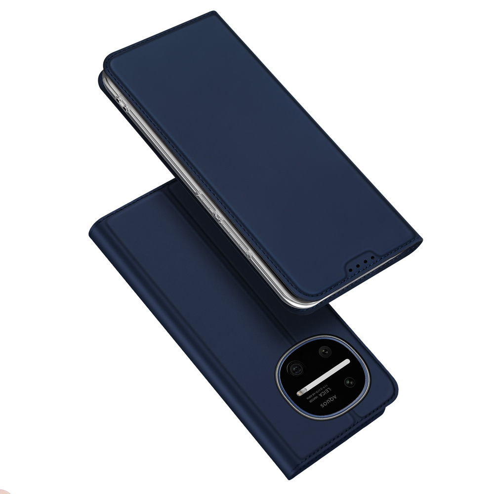 Чехол книжка из кожи синего цвета для смартфона Sharp Aquos R11, серия Skin Pro Series от Dux Ducis
