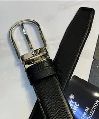 Двусторонний ремень Montblanc из кожи черного цвета 35 мм