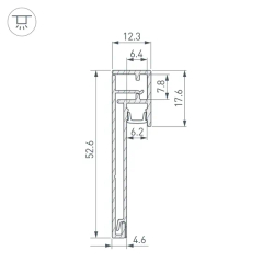 Профиль PLINTUS-H54B-2000 ANOD (Arlight, Алюминий) 046387