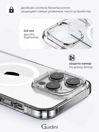 Чехол накладка iPhone 16 Pro 6.3" Gurdini Alba Series Protective with Magsafe Clear