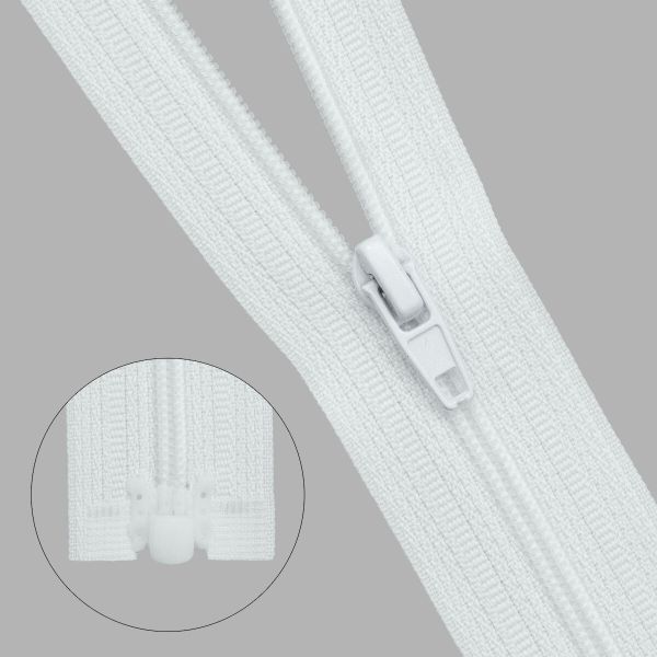 Молния спираль (витая) Т3 (3 мм) 1 зам., разъем., 50 см, 501 белый, 10 шт