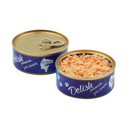 НАБОР Консервы DELISH Premium для кошек с мясом лосося - 24 шт х 100 гр