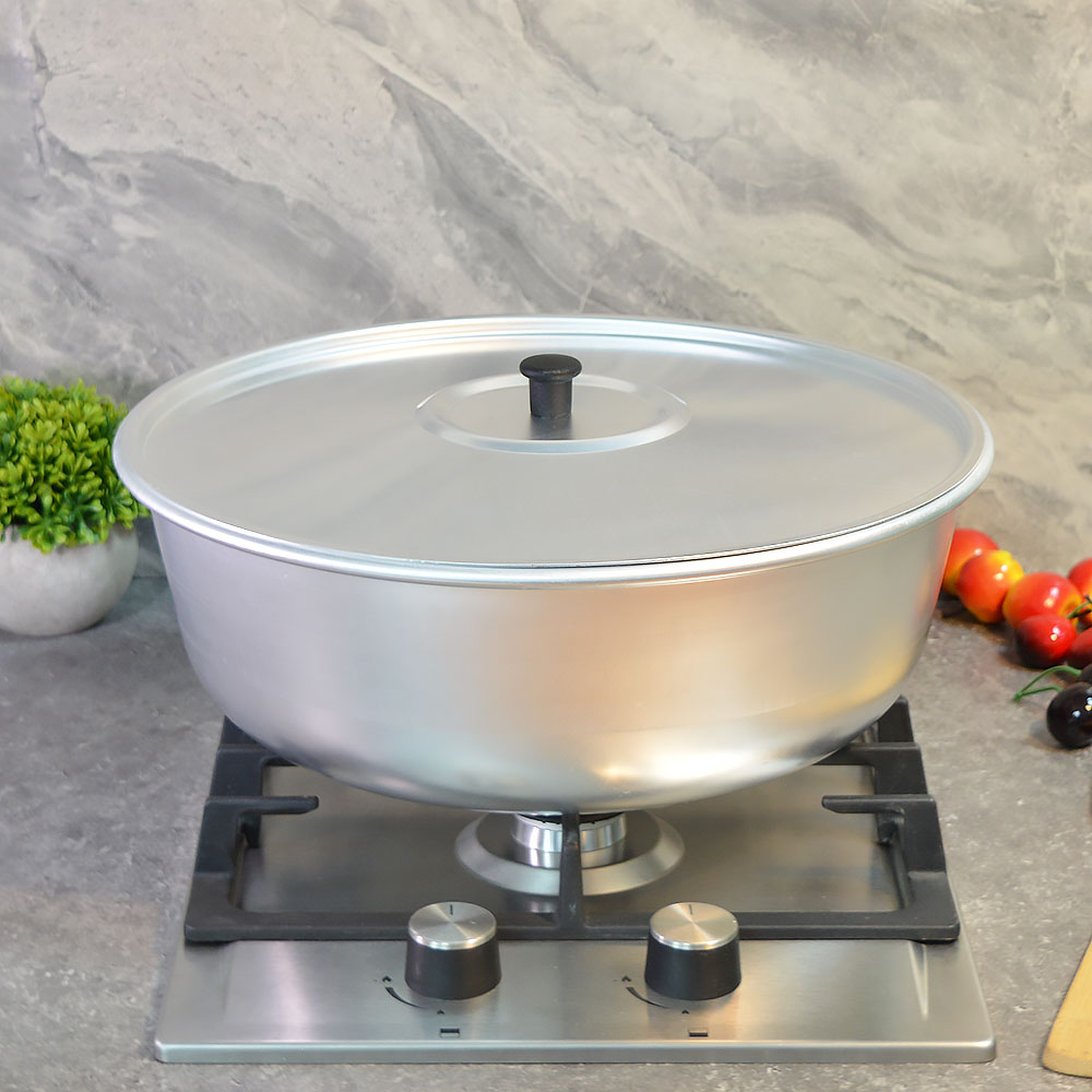Миска 36см 10л алюминиевая, с металлической крышкой