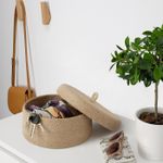 Корзина с крышкой IKEA LJUNGAN (ЛЮНГАН), Бежевый, 20x10 см