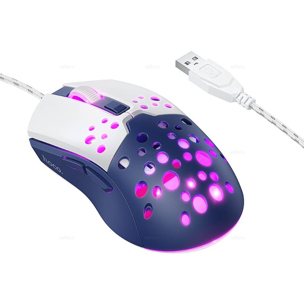 Игровая мышь с подсветкой Hoco GM51 (white＆blue)