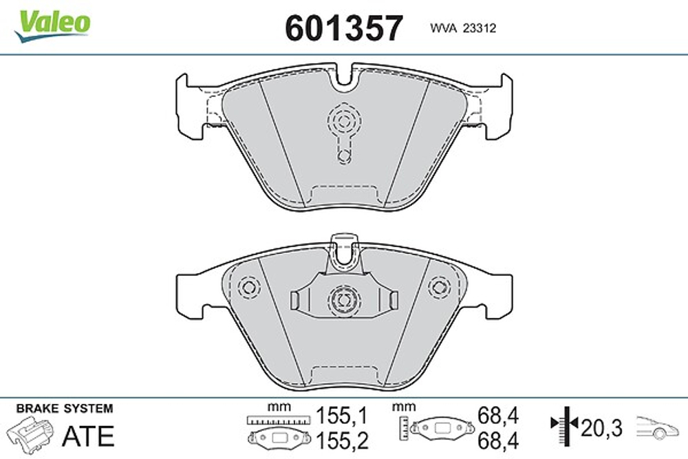 VALEO - 601357-VAL - Brake Pad Set, disc brake