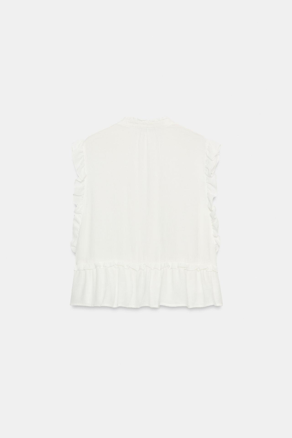 ZARA ТОП С ВЫШИВКОЙ И ВОЛАНАМИ, БЕЛЫЙ