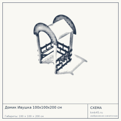 Схема с габаритами: Домик Ивушка 100x100x200 см