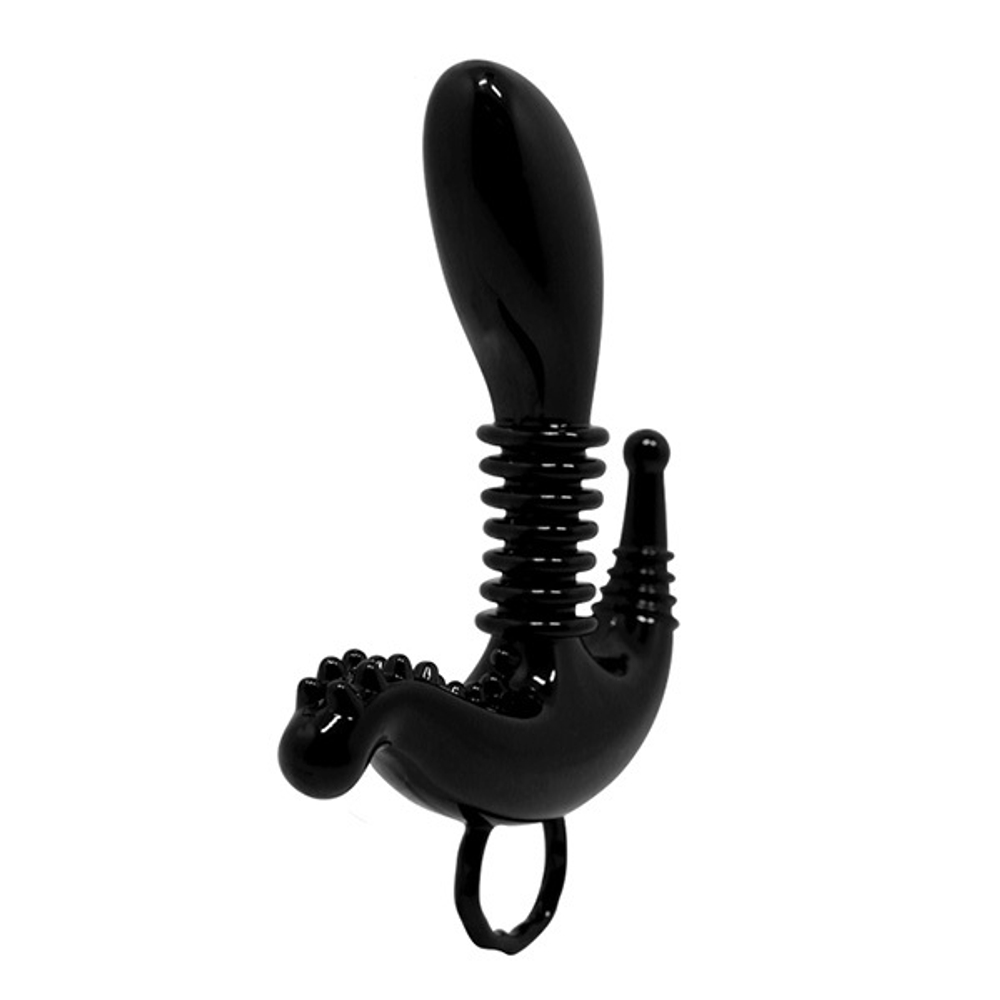 Чёрный стимулятор 12,8см для точки G, клитора и ануса Baile G-Spot Stimulator BI-014038N