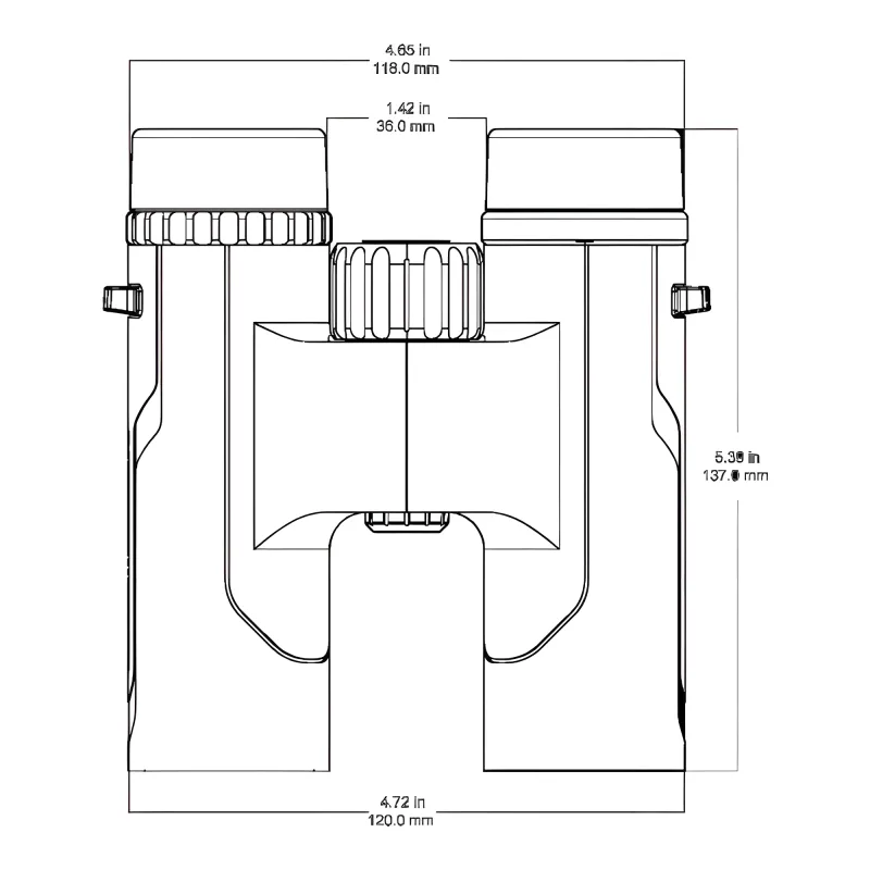 Бинокль Vector Optics Continental 8x32 ED (SCBO-25) - чертеж с габаритными размерами