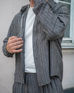 Рубашка "Linen stripe" черная