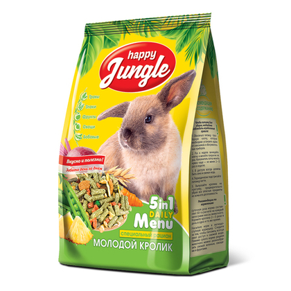 HAPPY JUNGLE Корм для молодых кроликов, 400 г
