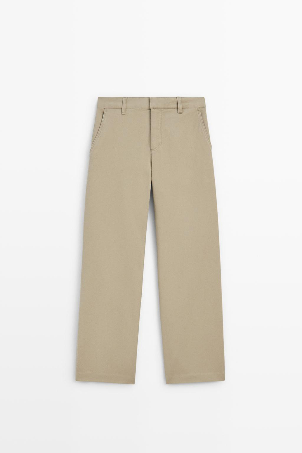 Massimo Dutti Брюки из эластичной хлопковой смеси, бежевый