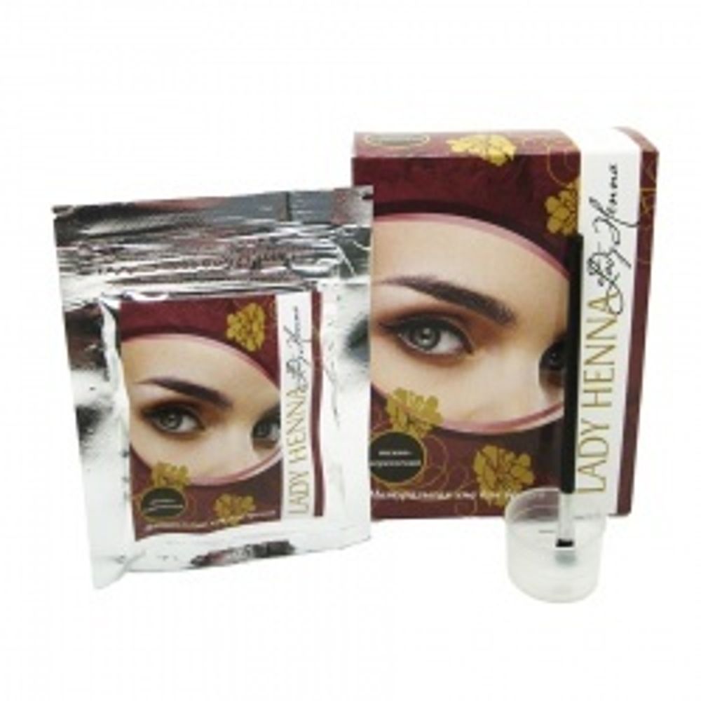 Lady Henna Краска для бровей на основе хны Темно-коричневая 10г