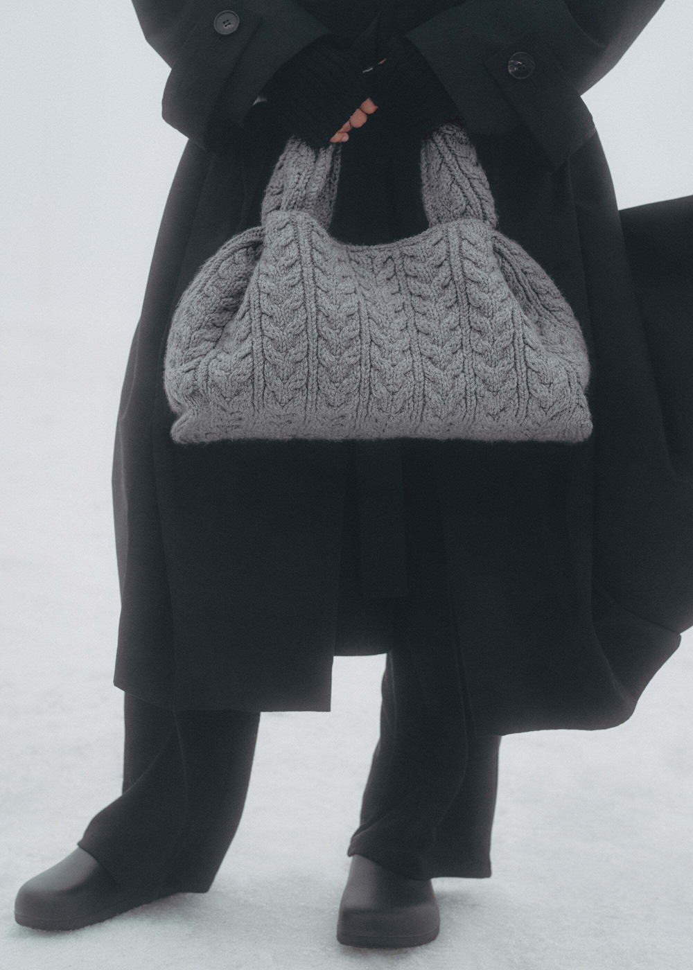 POLENE СУМКА NUMERO NEUF LARGE MERINO, СЕРЫЙ