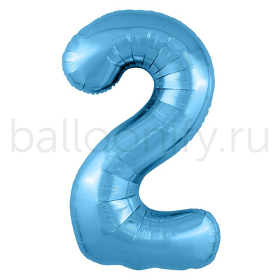 Шар ЦИФРА 2 Металлик Cool Blue 40" 102 см