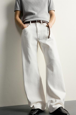 ZARA ДЖИНСЫ BALLOON FIT, ЖЕЛТОВАТО-БЕЛЫЙ