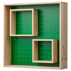 IKEA SKOGSMOSAIK  (ИКЕА СКОГСМОСАИК)  -  Полка выставочная - сосна/зелёный 45х45 см